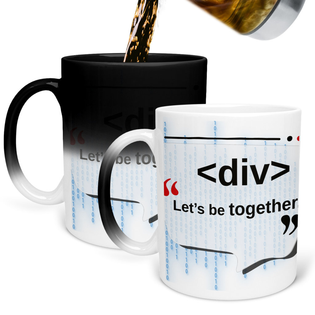 Printed Ceramic Coffee Mug | Mugs For Programmer | Div Let us  be Together |325 Ml  